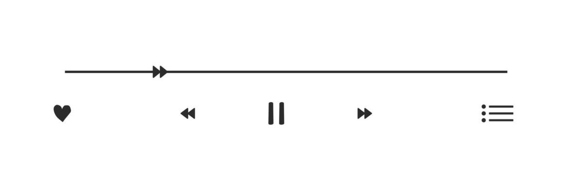 Music or play interface bar icon, voice record display. Podcast playlist, play button. Song simple equalizer, record.