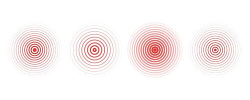 Concentric ripple circles set. Seismic Earthquake alert radar. Radial signal, sonar wave, soundwave rings. touch effect or pulse vector