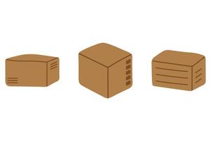 Cardboard box illustration icon set vector