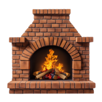 Cozy brick fireplace with burning firewood creating a warm ambiance in a room png