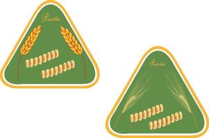 Two triangular stickers with wheat and barley vector