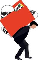 A man carrying a folder with skulls on it vector