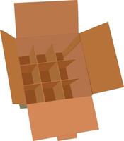 An open cardboard box with a number of compartments vector