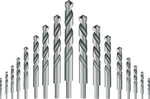 A set of drill bits on a white background vector