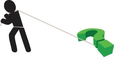 A man pulling a green arrow with a question mark vector