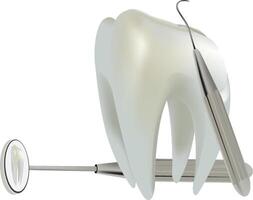 A tooth with a toothbrush and a toothpick vector