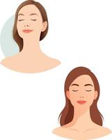 Two beautiful women relaxing with closed eyes and smiling face vector