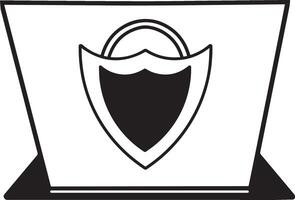Computer Padlock icon with laptop flat style vector