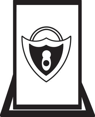 Mobile phone padlock icon with laptop flat style
