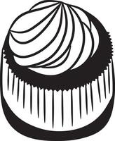 Cup cake with round chocolate topping and cream Illustration Element Icon isolated vector