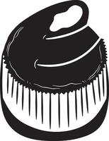 Cup cake with cherry and cream topping Illustration Element Icon isolated vector