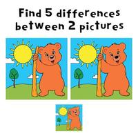 Find 5 differences between two pictures vector