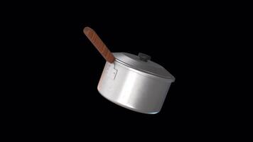 Saucepan Rotating on a Transparent Background. Seamless Loop. Cooking Pot. 4K video
