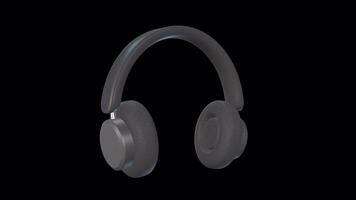 Black Wireless Headphone Rotating on a Transparent Background. Seamless Loop. 4K video