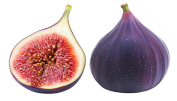 Fresh figs, whole and halved, showcasing vibrant color and juicy texture png