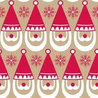 Seamless Pattern of Modern Santa Claus with Snowflakes vector