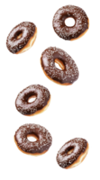 Chocolate doughnuts with white sprinkles, ideal for any sweet celebration png
