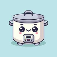 Rice cooker illustration in flat design character. Cartoon style design vector