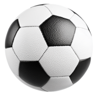 A timeless black and white leather soccer ball resting in pure simplicity and elegance png