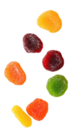 Colorful assortment of dried fruits arranged in a vibrant display on a clean surface png
