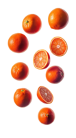 Bright red oranges artfully scattered evoke summer vibes png