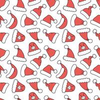 Pattern with Santa Claus hats on a transparent background. Endless Christmas texture. vector