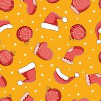 Bright Christmas pattern on an orange background. Design concept, decoration, infinite texture for packaging, fabric, web banner or background vector