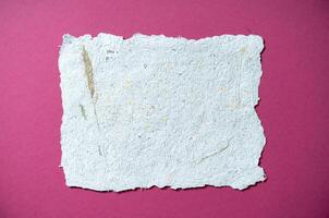 A sheet of paper with dried roses made of recycled paper. Secondary production. Making paper with your own hands at home. photo