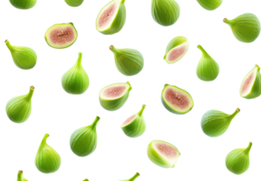 Green figs suspended in mid-air create a whimsical and refreshing visual delight png