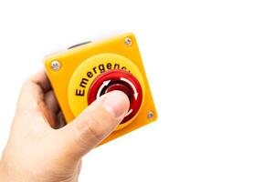 Stop Button. emergency stop button. Big Red emergency button or stop button for manual pressing. photo