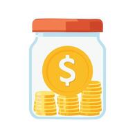plain jar with coins or a dollar sign vector