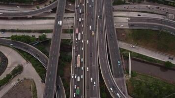drone view of car traffic on the highway video