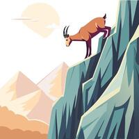 Mountain Goat Climbing Rocky Cliffs vector