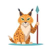 Nomadic Lynx with Spear vector