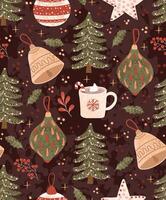 seamless pattern with colorful illustrations of Christmas items. Use it for textile print, pattern fills, web page, wrapping paper, design of presentation and other graphic design vector