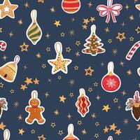 modern seamless pattern with colorful hand draw illustration of Christmas decorations. For wallpaper, textile print, fills, web page, surface textures, wrapping paper, design of presentation vector