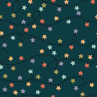 modern colorful seamless background with illustrations of twinkle lights Christmas decorations. For wallpaper, textile print, web page, surface textures, wrapping paper, design of presentation vector
