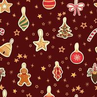 modern seamless pattern with colorful hand draw illustration of Christmas decorations. For wallpaper, textile print, fills, web page, surface textures, wrapping paper, design of presentation vector