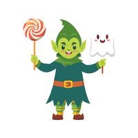 Goblin with a Ghost Marshmallow Pop vector