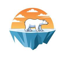 Polar Bear Walking Along an Iceberg vector