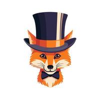 Skeleton Fox Wearing a Top Hat vector