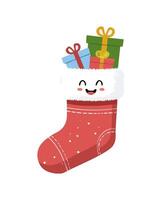 Laughing Stocking with Little Gifts Inside vector