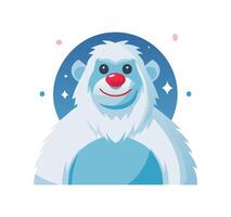 Friendly Yeti with a Red Nose vector