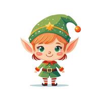 Sweet Elf with Freckles and Pointy Hat vector