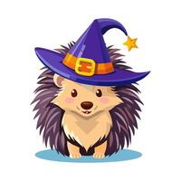 Wizard Hedgehog with a Pointed Hat vector