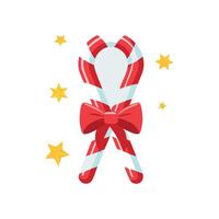 Happy Candy Cane with Stripes and Bow vector