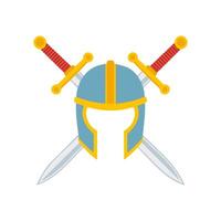 Helmet with Crossed Swords vector