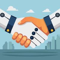 robotic hand shaking hands vector