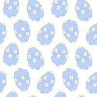 Flowers and wavy lines ornamented Easter Eggs Seamless pattern. Easter festive Background concept. Isolated Illustration Wrapping or web promo backdrop, cards, leaflets, banner, greeting, label vector
