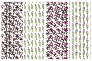 Tulips and chamomile Seamless pattern in trendy soft shades. Spring background or wallpaper Set of 4. Isolated illustration Wrapping or web, posters, banners, cards, price tags, labels, booklet vector